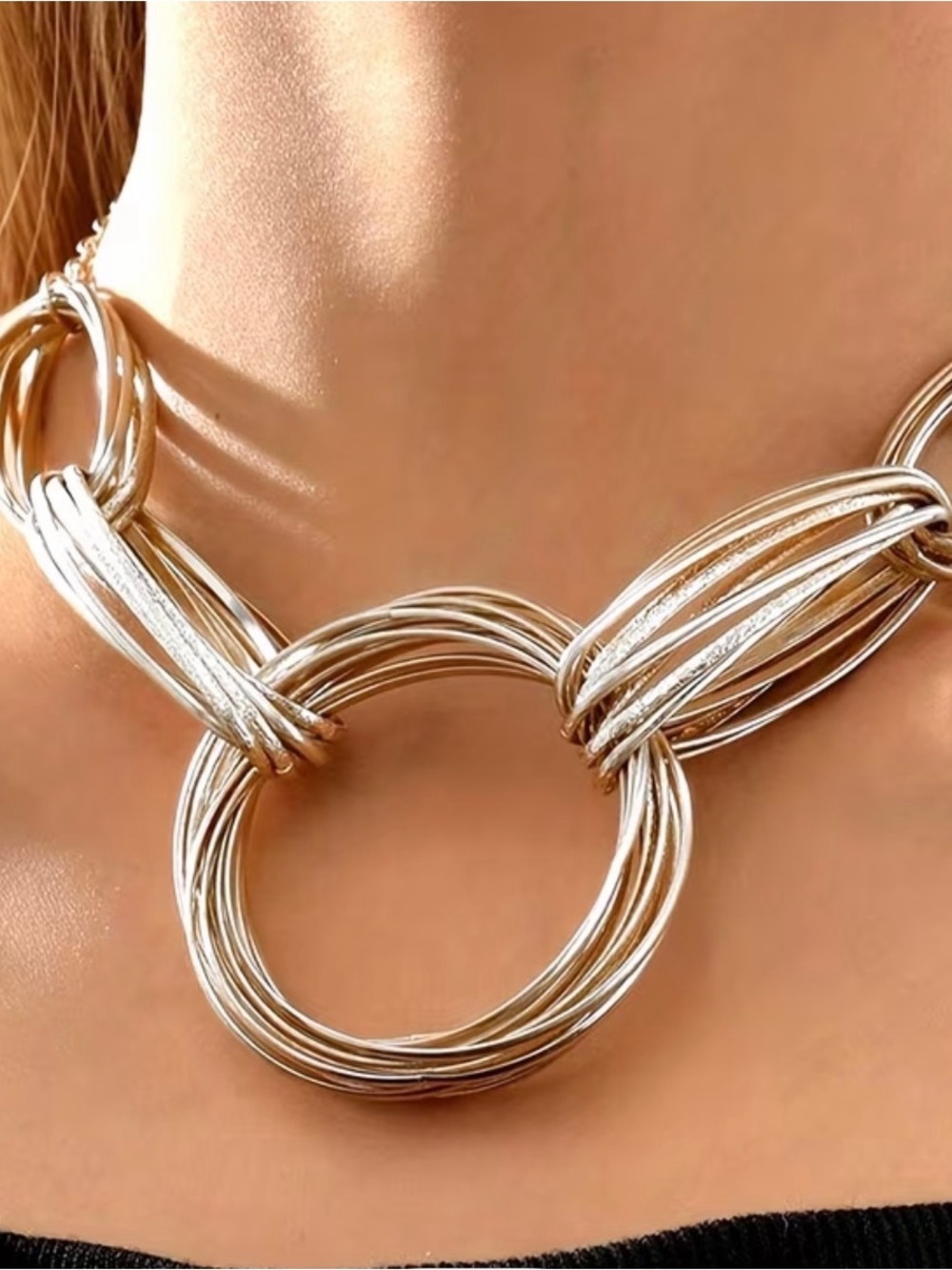 Zara Silver Multi-Ring Statement Necklace - Women Jewelry